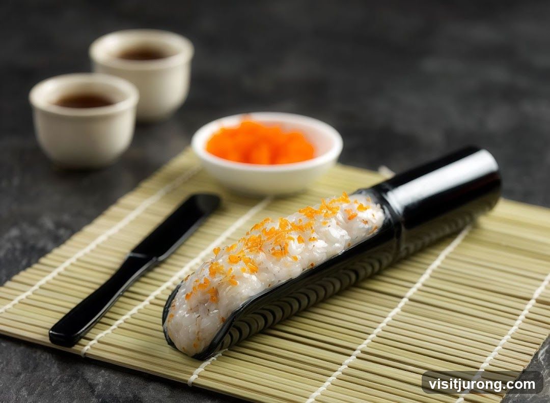 Sushi Roll with Tobiko and Tea