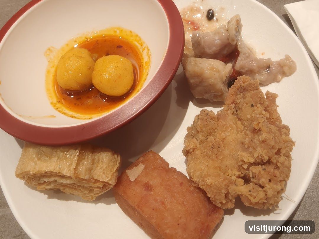 Plate of Assorted Fried and Steamed Foods