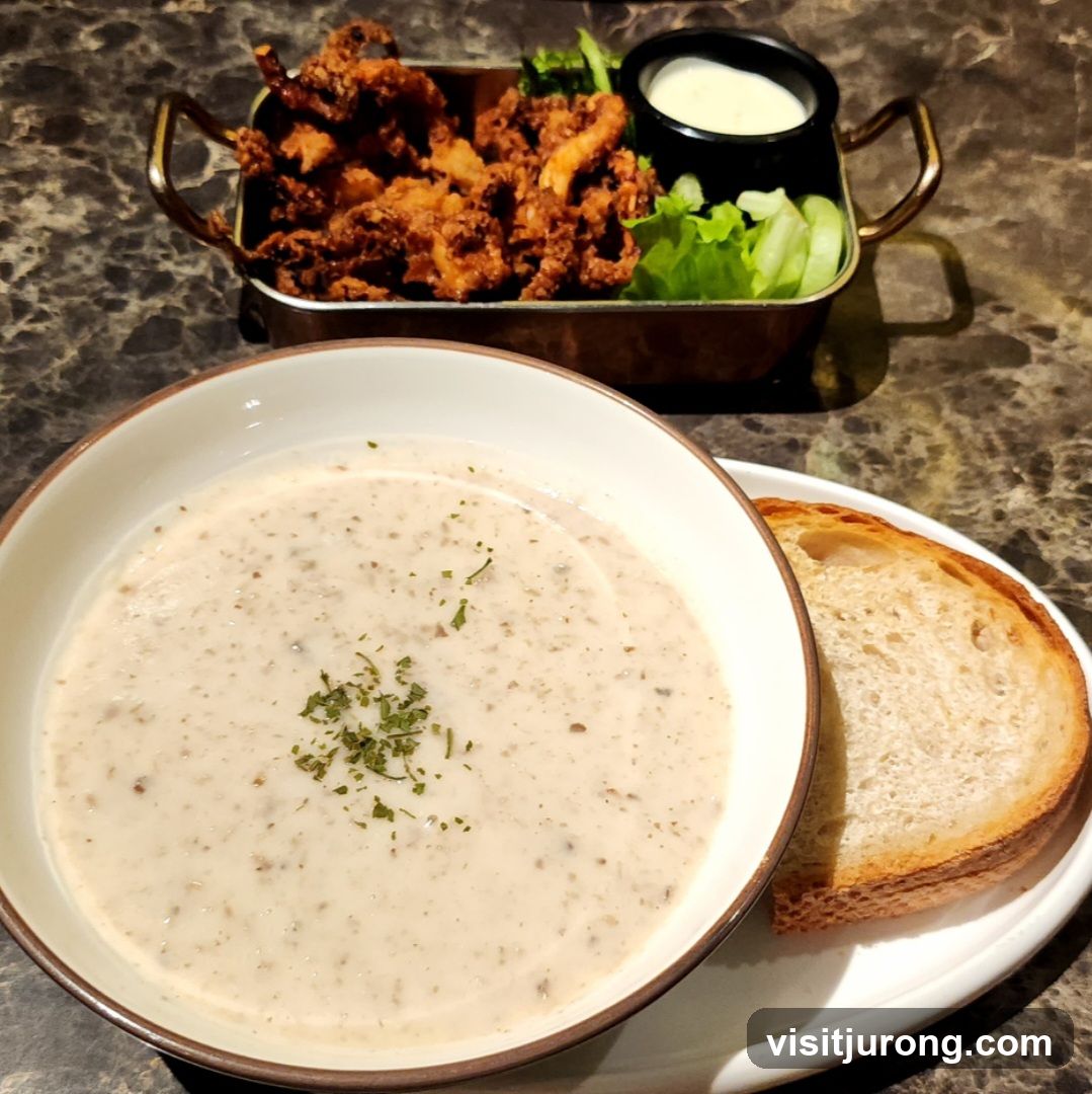 Mushroom Soup and Fried Calamari