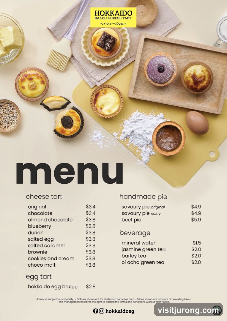Hokkaido Baked Cheese Tart Menu