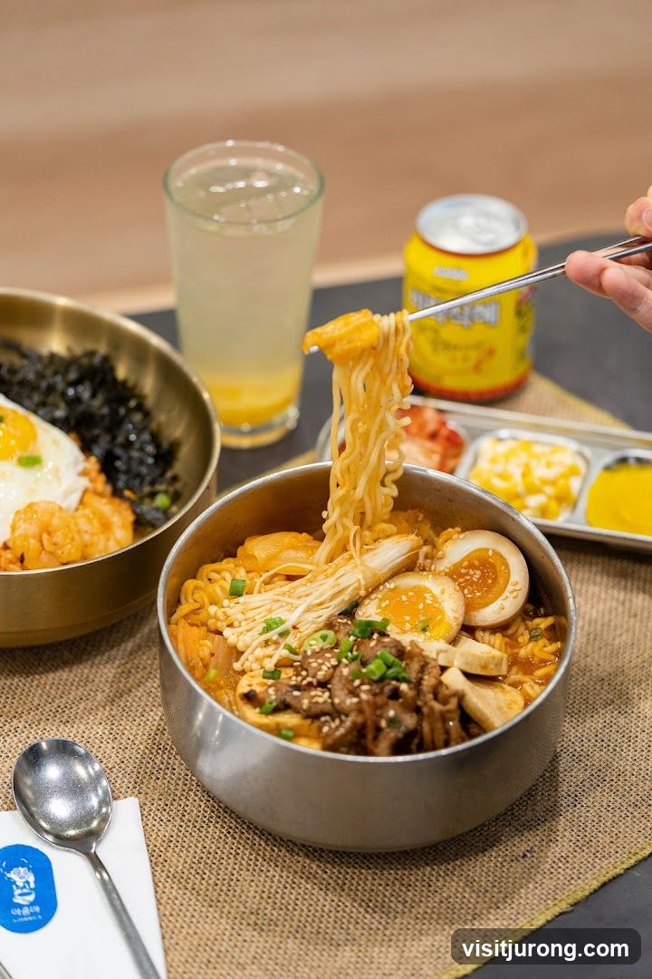 Korean Noodle Soup and Rice Dish