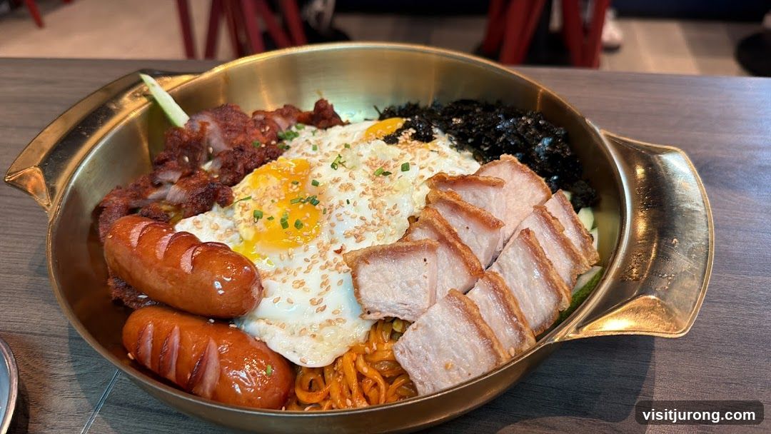Bibimbap with Pork Belly and Sausages