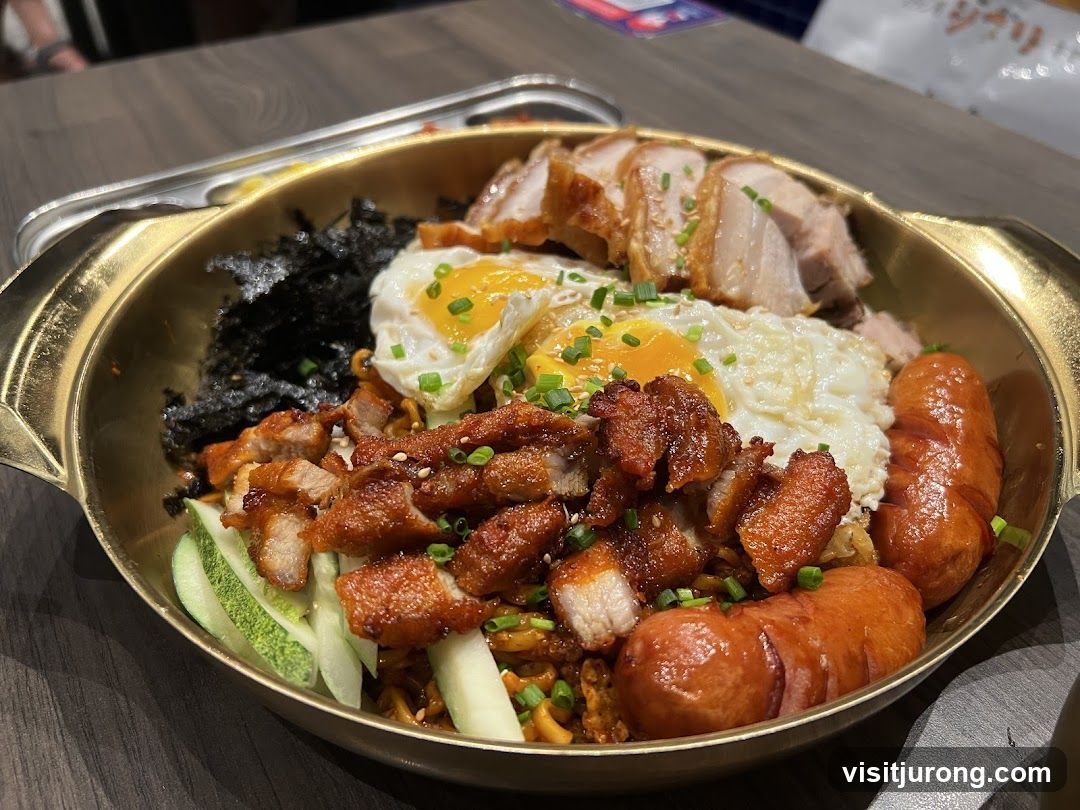 Korean Noodle Dish with Pork and Eggs