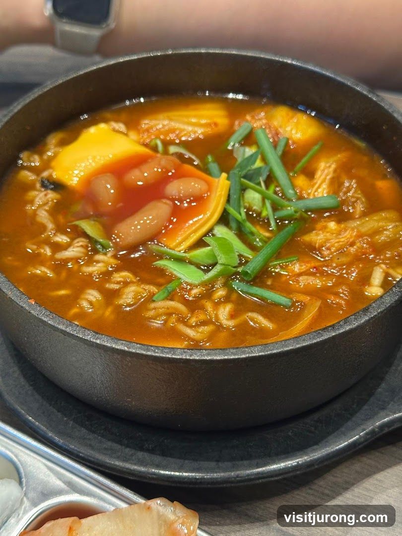 Kimchi Ramen with Cheese and Beans