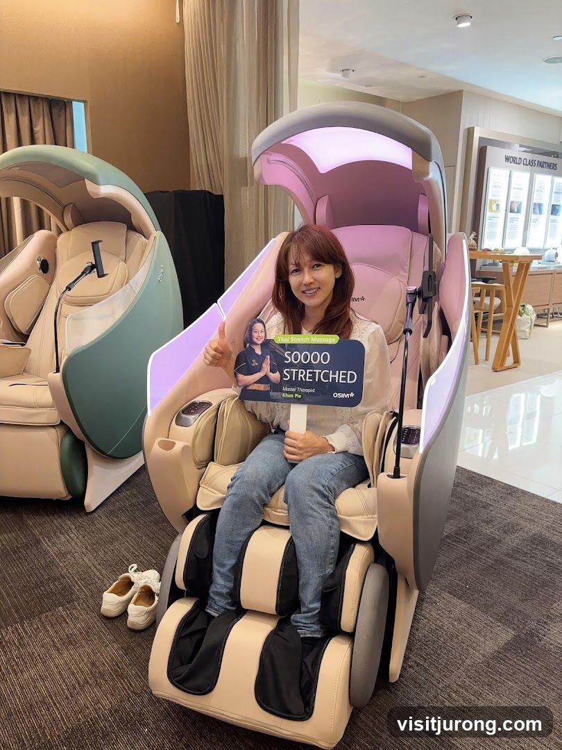 Woman sitting in a massage chair