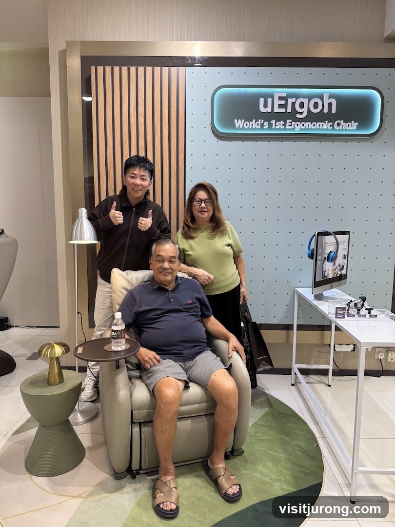 People posing with an ergonomic chair