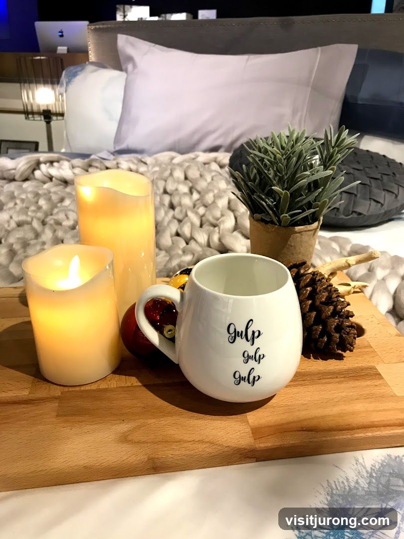 Cozy Bedside Scene with Candles and Mug