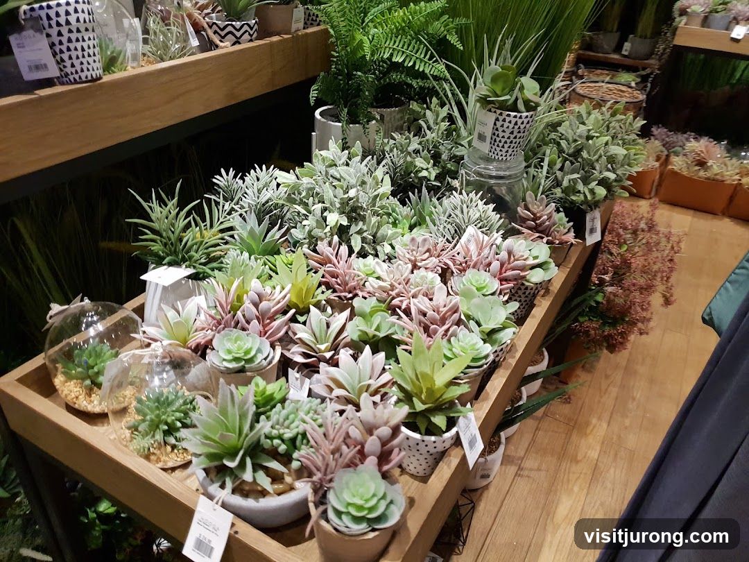 Assortment of artificial succulents and plants