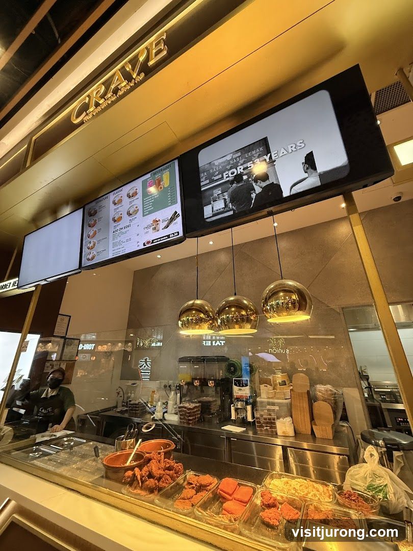 Food counter with menu screens