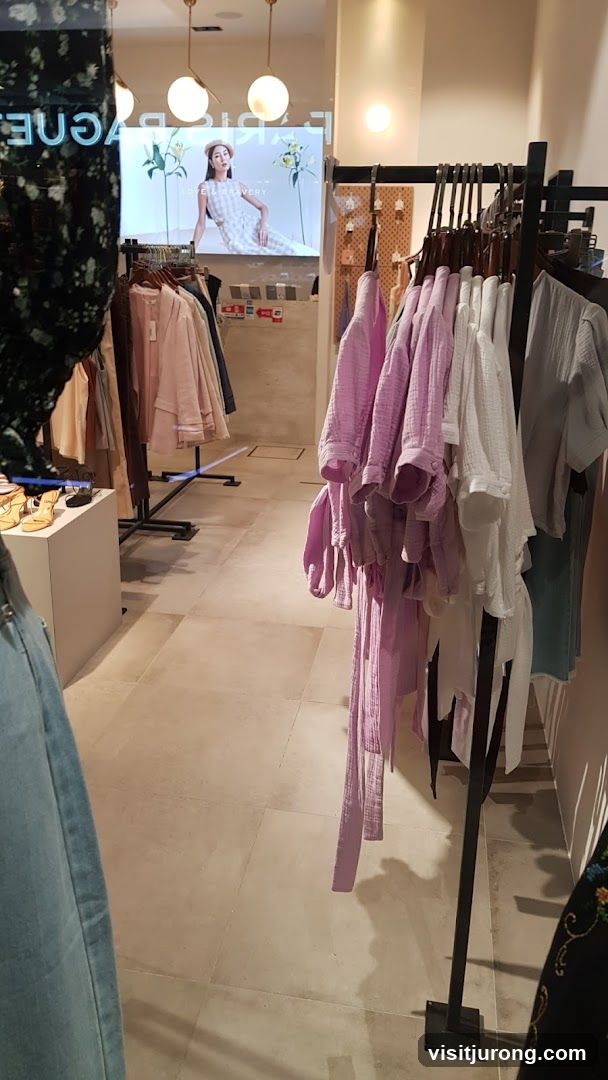 Clothing store interior with display racks