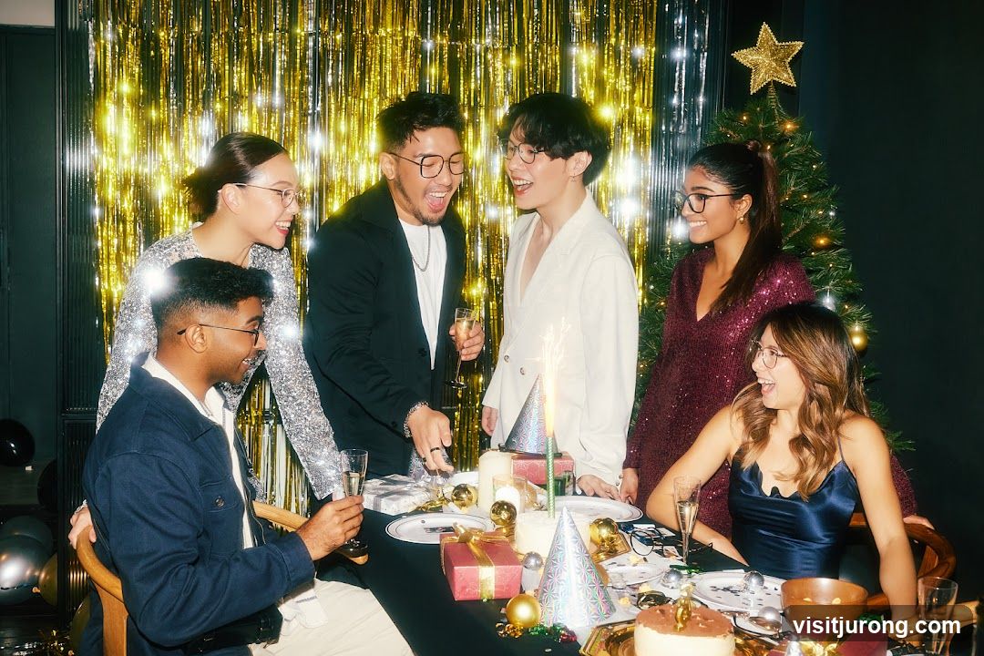 Friends celebrating at a party