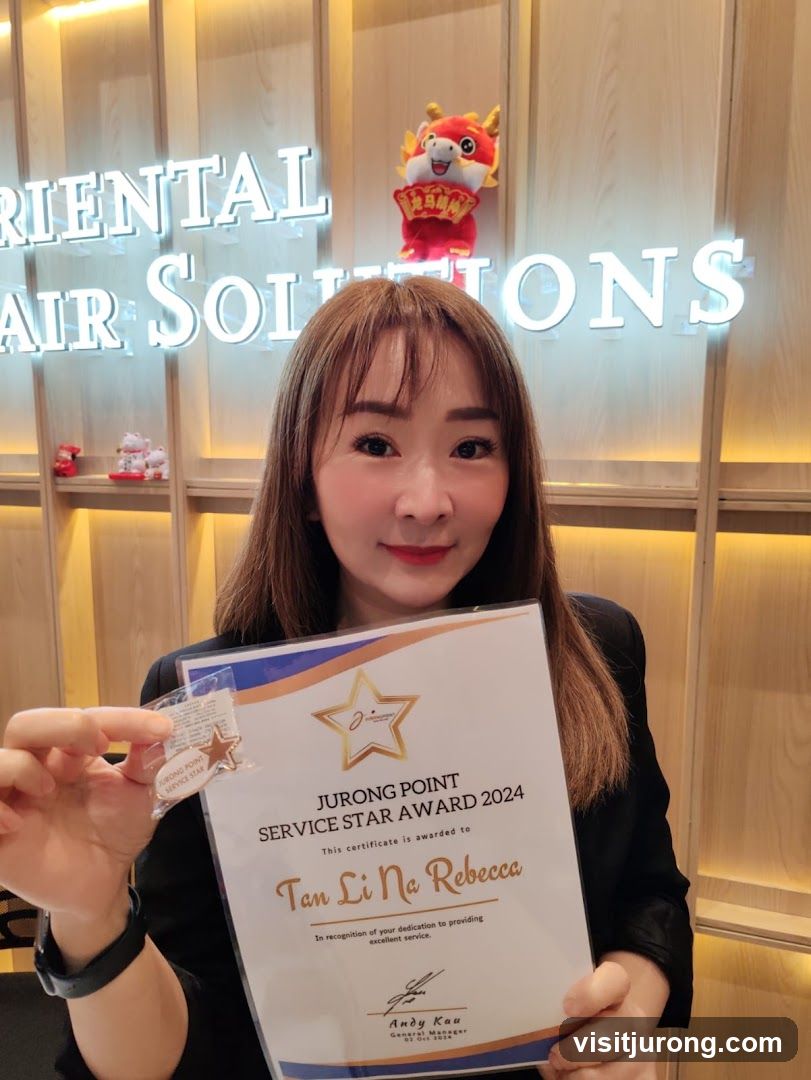 Woman Holding Service Star Award