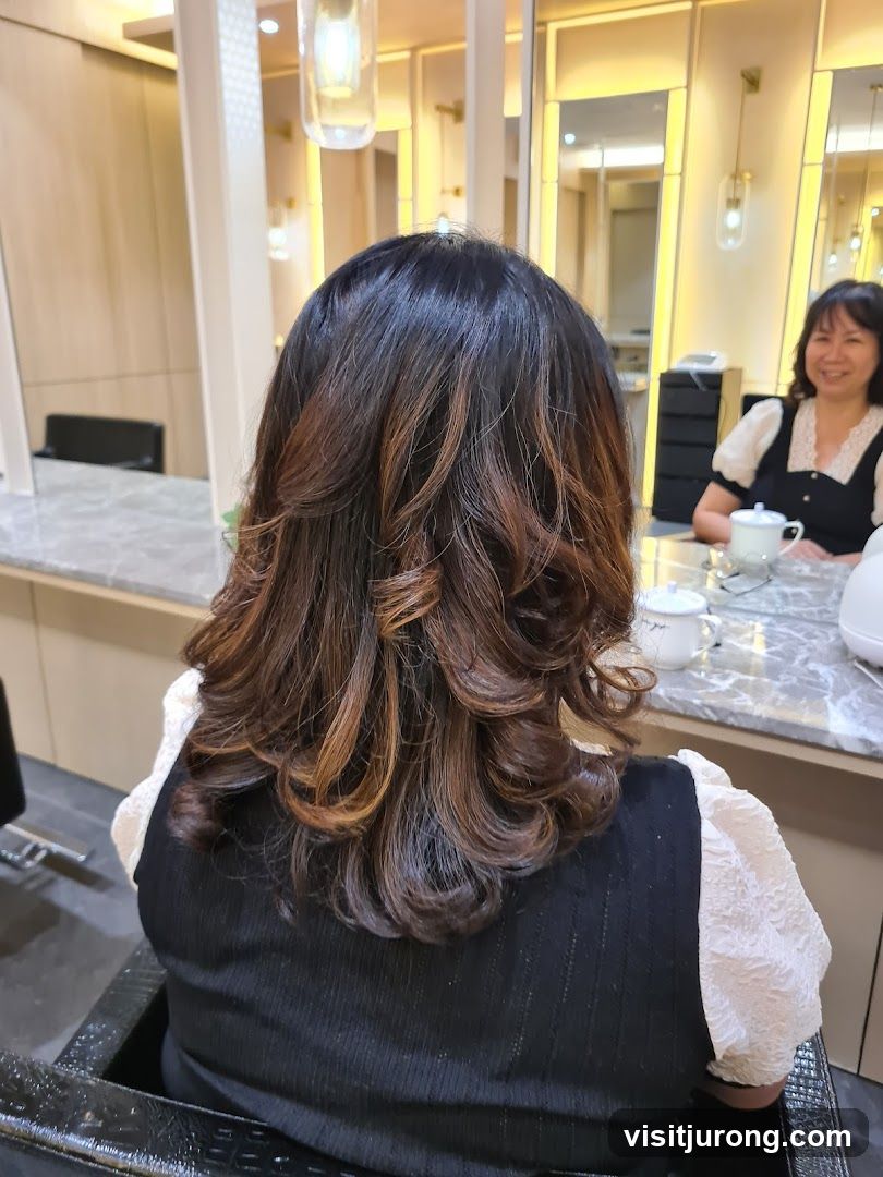 Woman with styled hair in salon