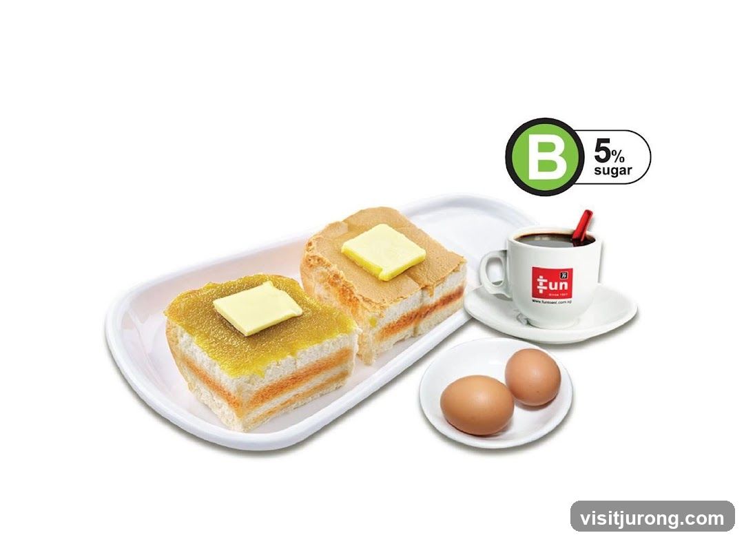 Toast with Butter and Kaya, Coffee, and Eggs