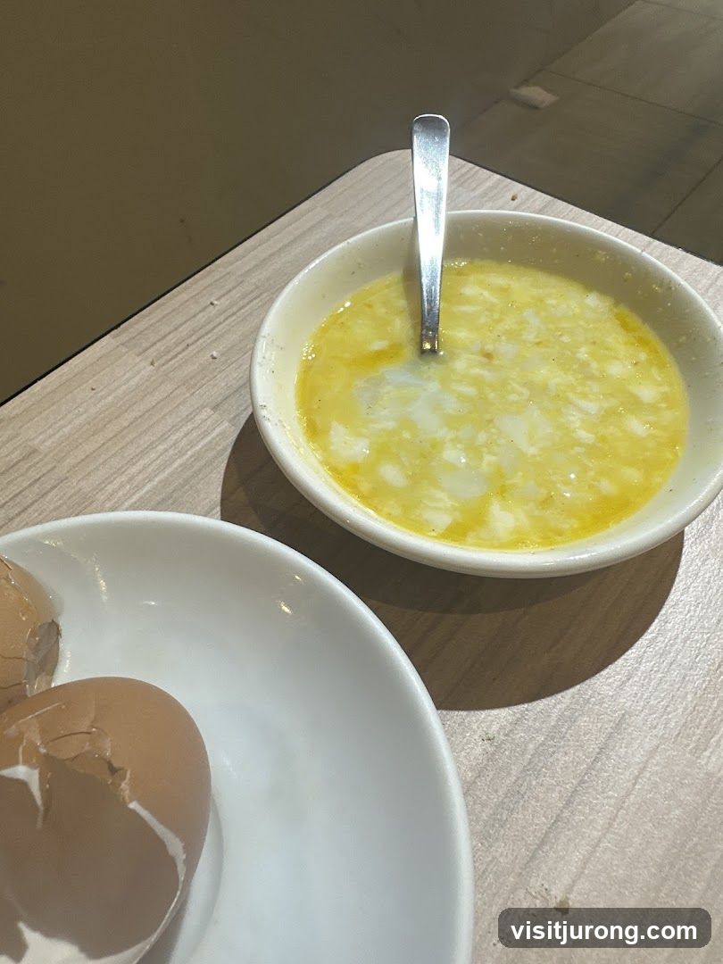 Soft-boiled eggs with broth