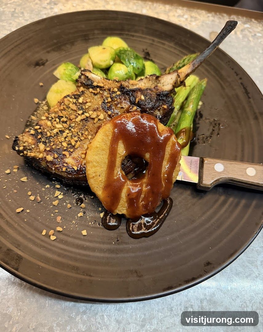 Pork Chop with Brussels Sprouts and Asparagus