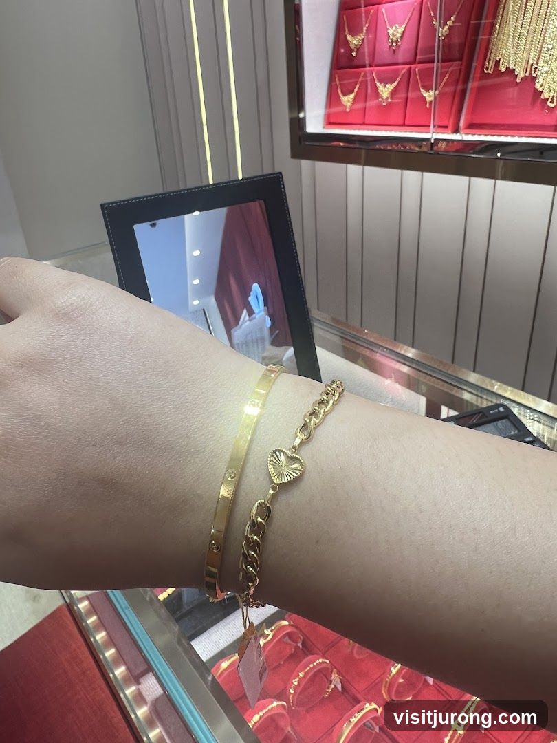 Gold Bracelets in Display Case