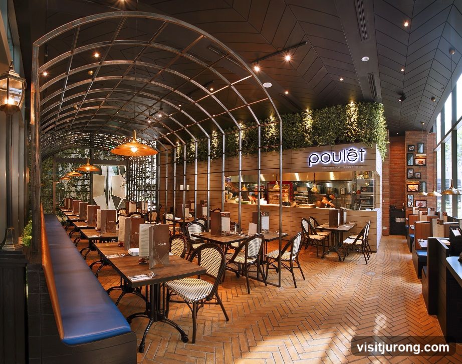 Restaurant Interior with Poulet Signage