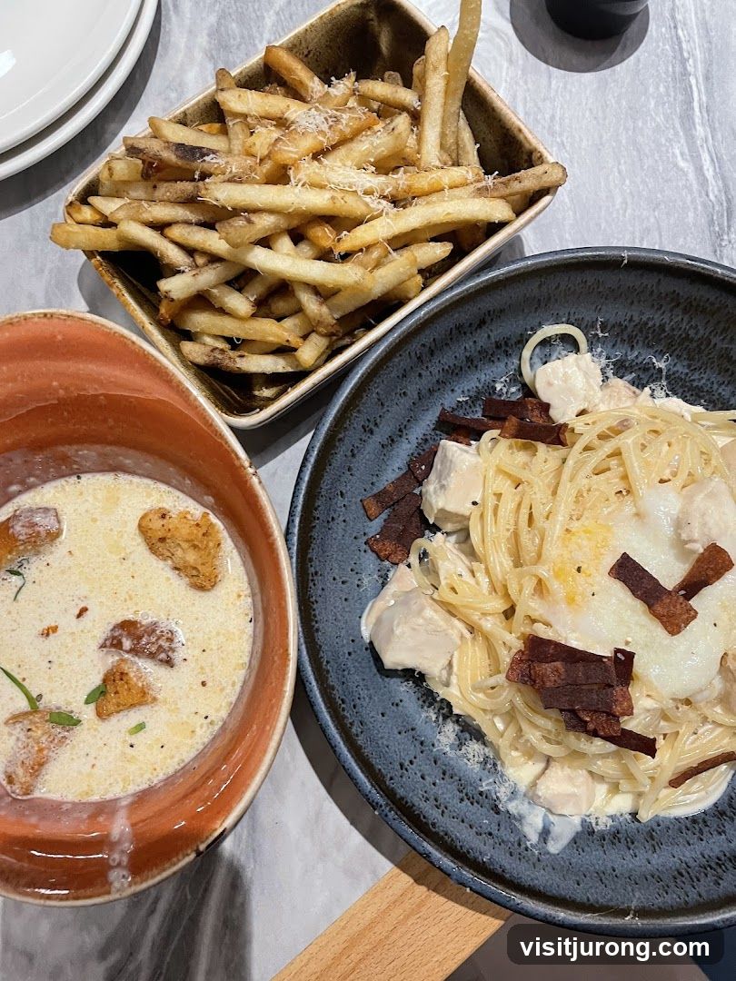 Creamy Pasta and Fries
