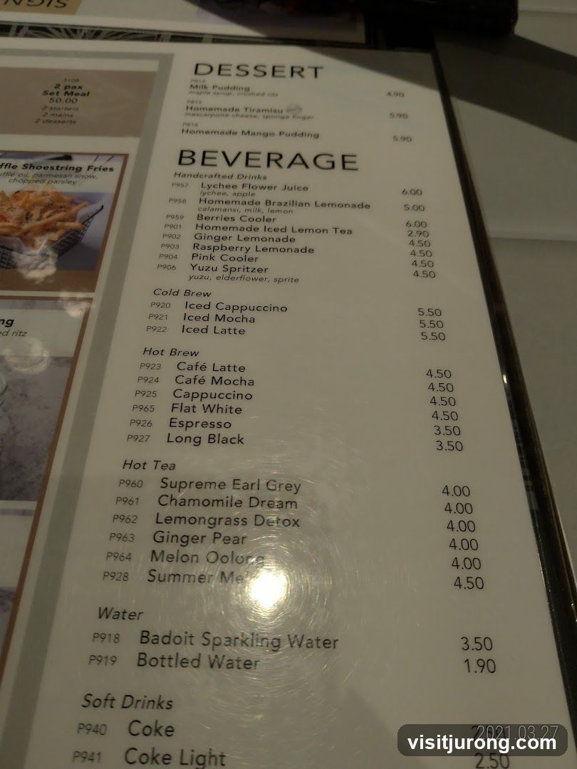 Dessert and Beverage Menu