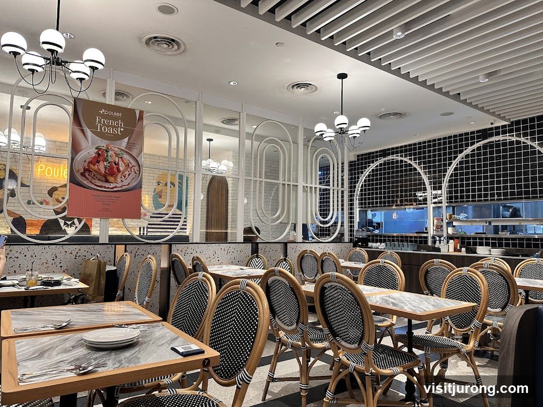 Restaurant Interior with French Toast Advertisement