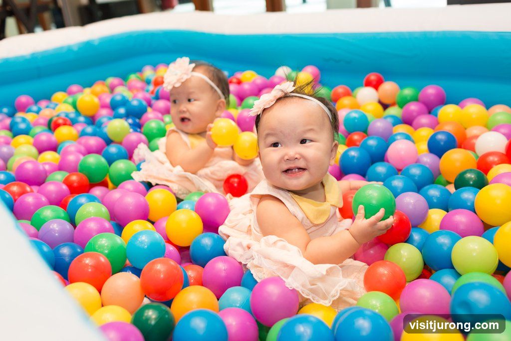 Two babies in a ball pit