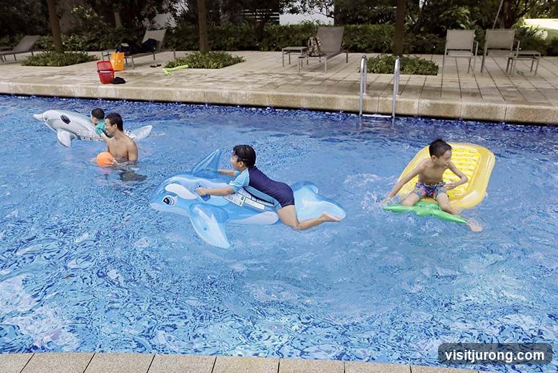 Children playing in a swimming pool