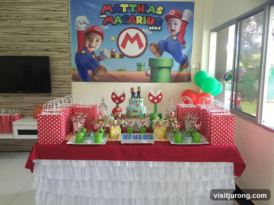 Mario Themed Birthday Party Setup