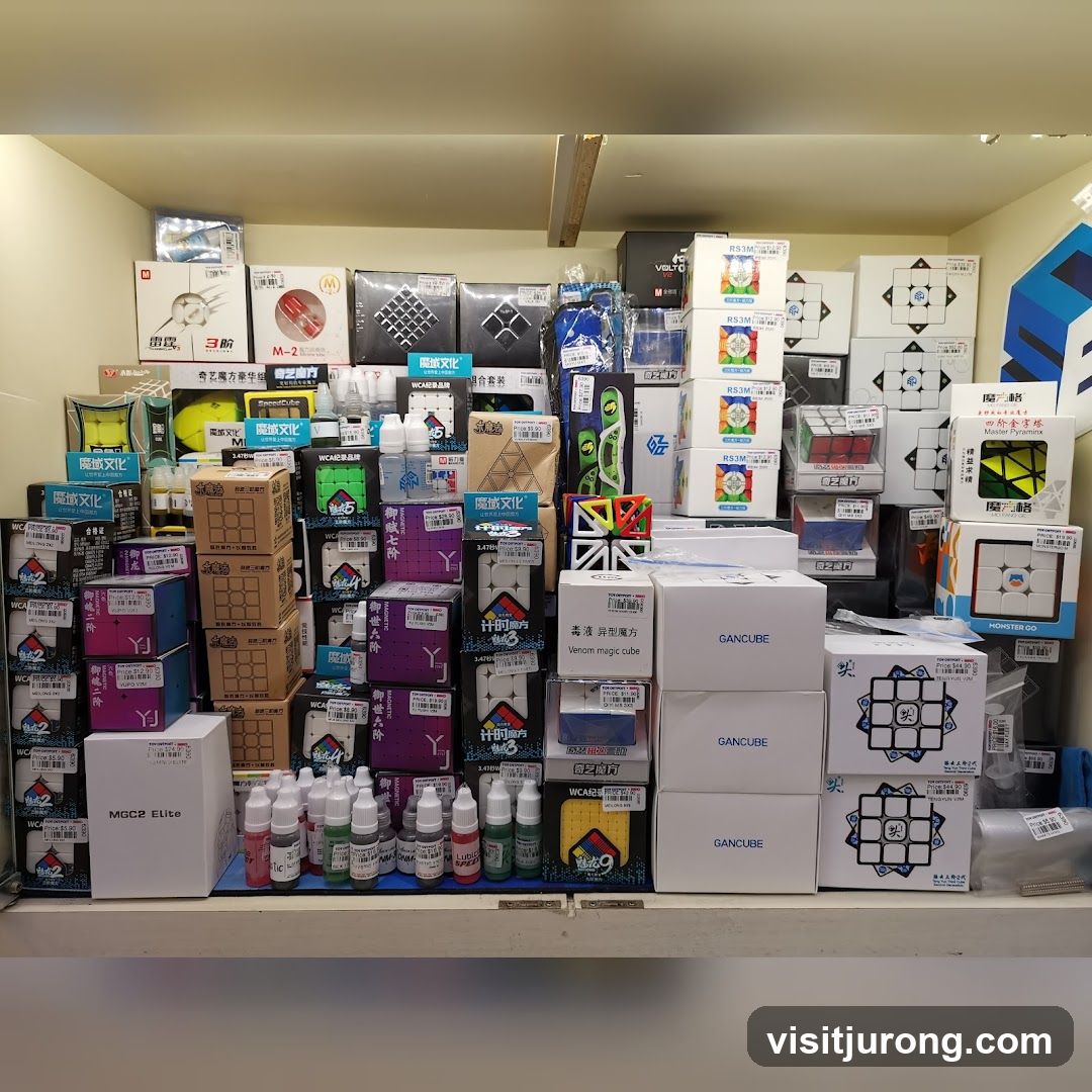 Assortment of Puzzle Cubes and Accessories