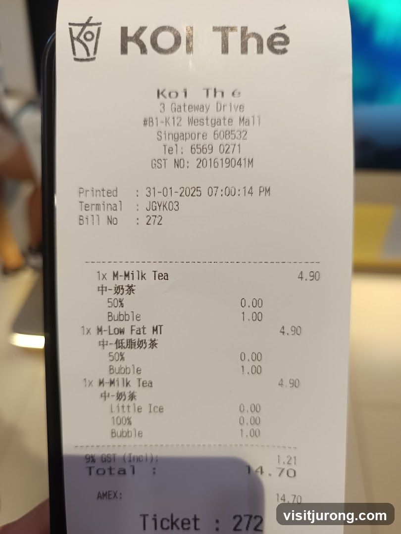 Koi Thé Receipt