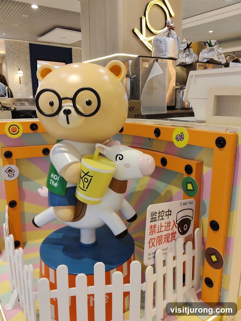 Bear mascot with drink