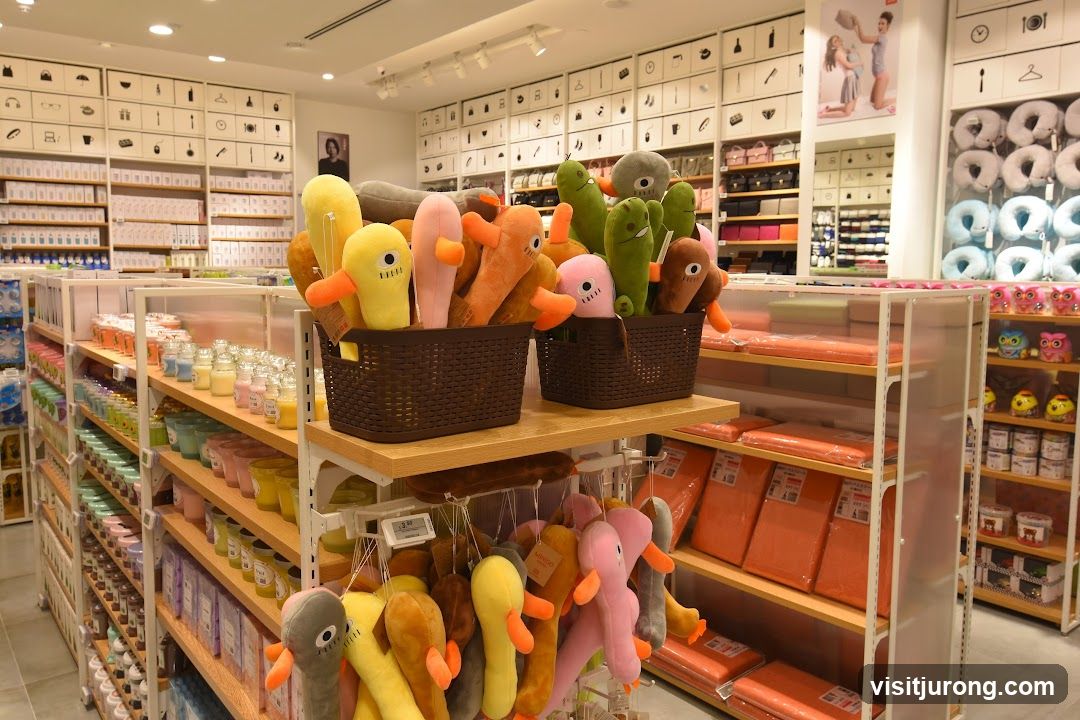 Plush toys and home goods in a store