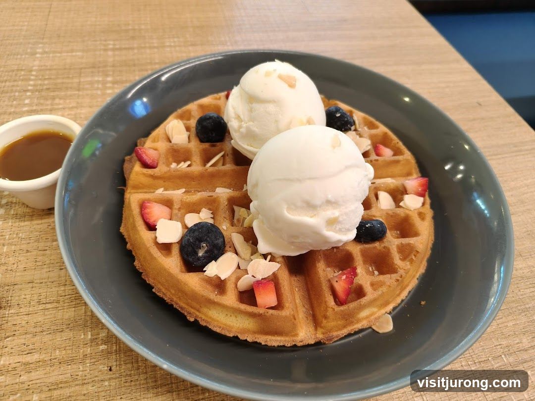 Waffle with Ice Cream and Berries