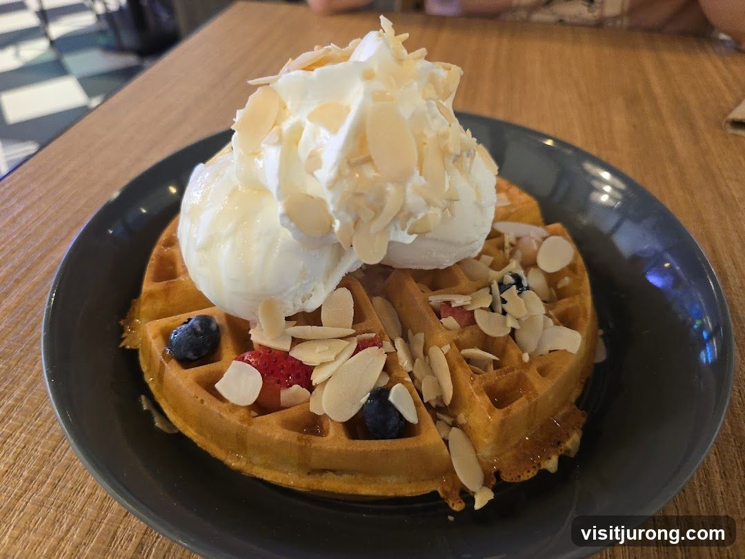 Waffle with Ice Cream and Berries