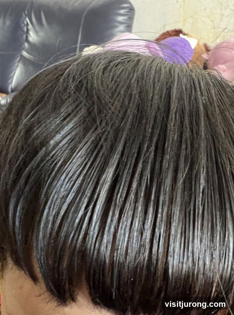 Wet dark hair