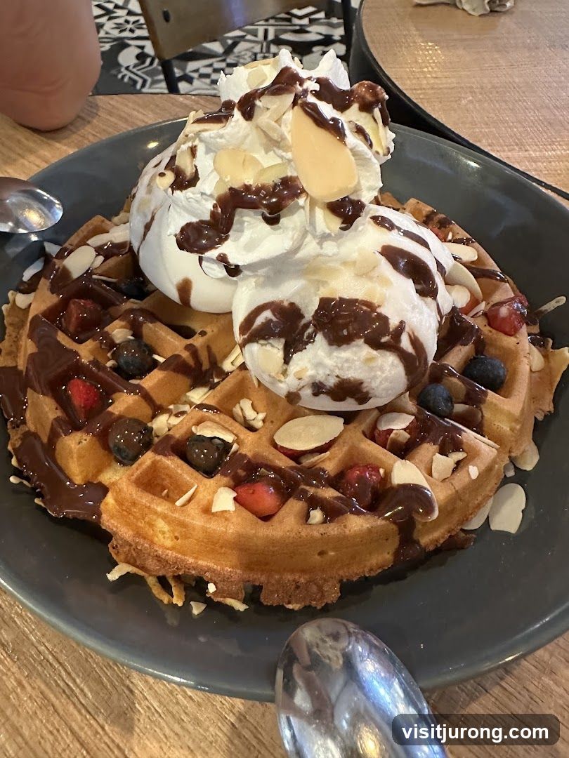 Waffle with Whipped Cream and Berries