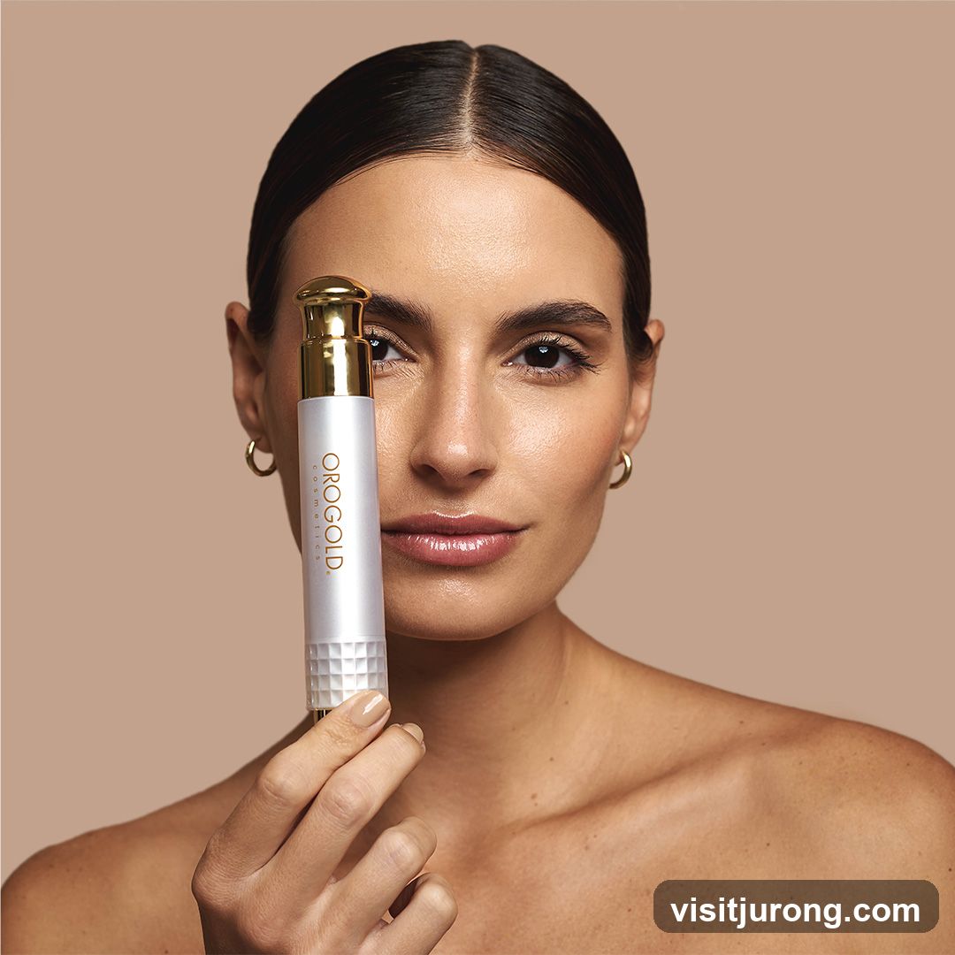Woman holding Orogold Cosmetics product
