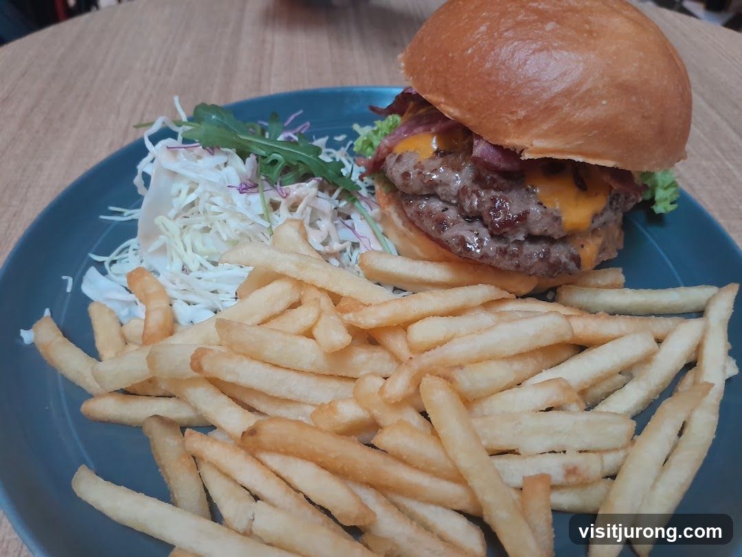 Double Patty Cheeseburger with Fries and Coleslaw