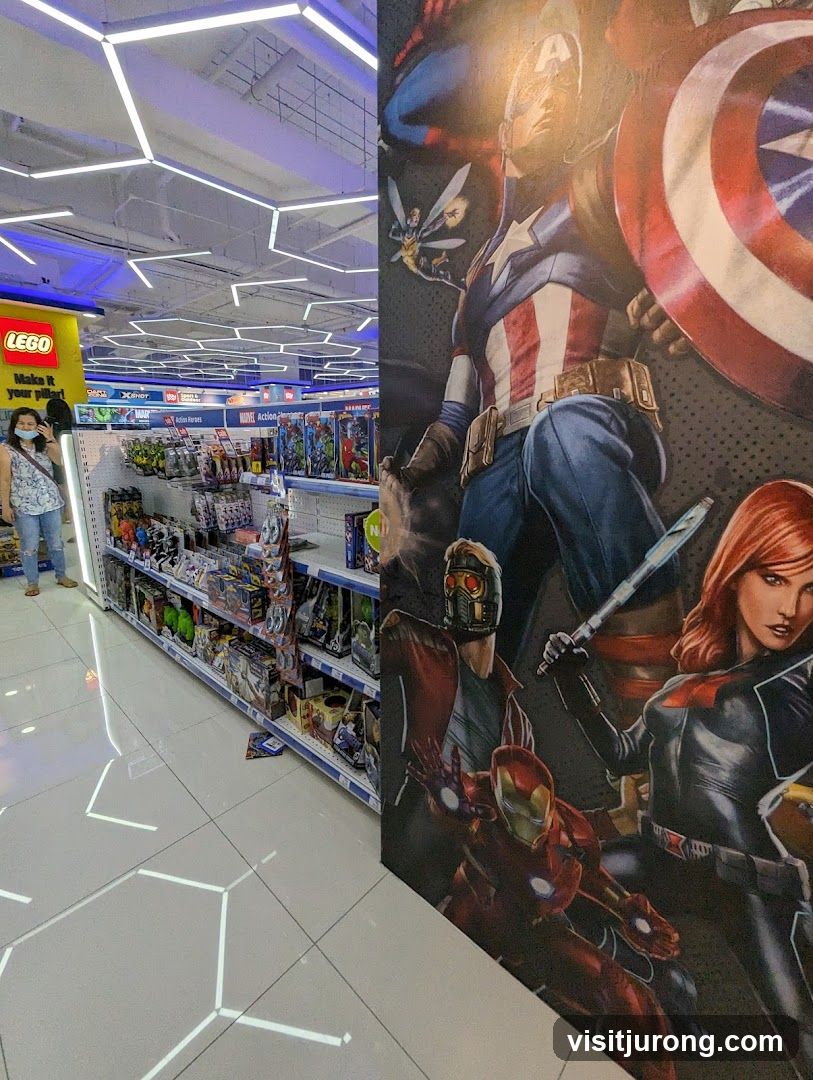 Toy Store Aisle with Marvel Mural