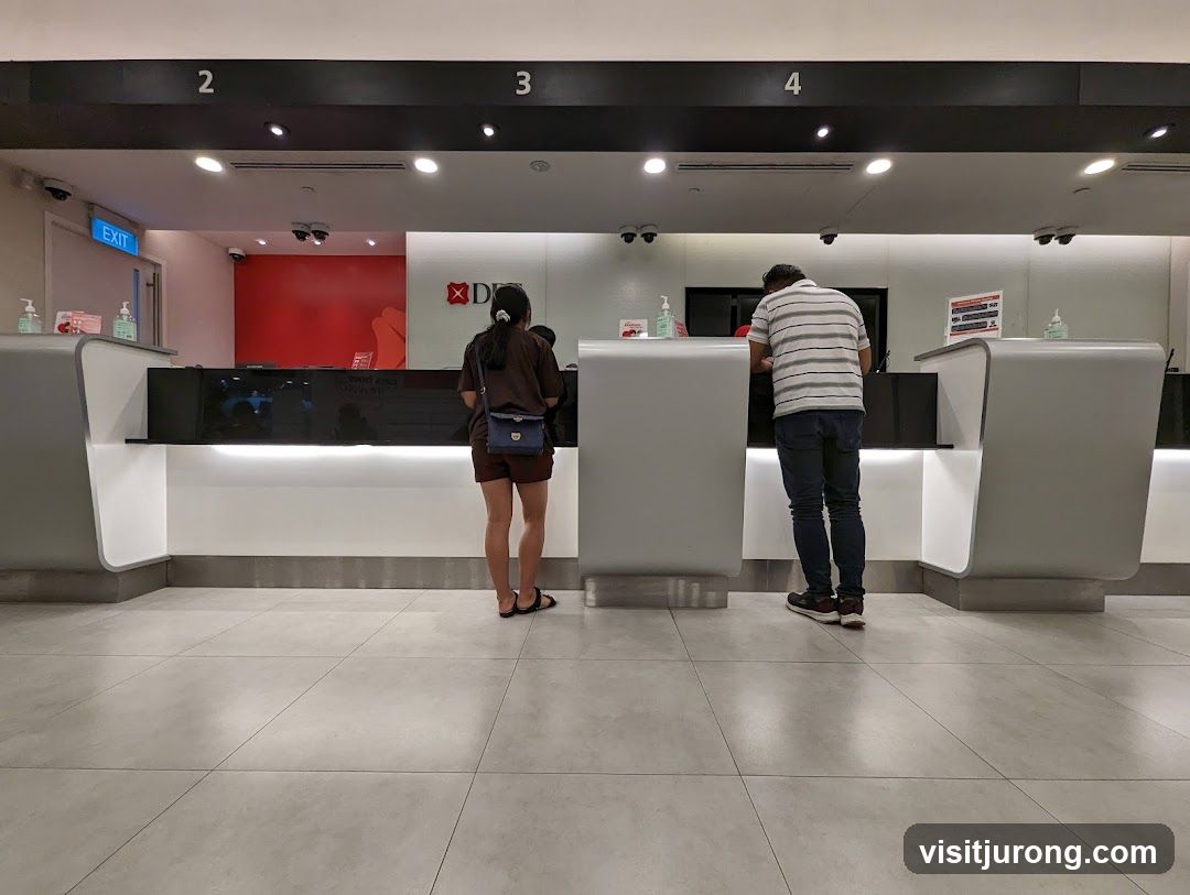 Bank Interior with Customers