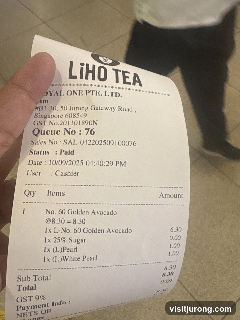 LiHO TEA Receipt