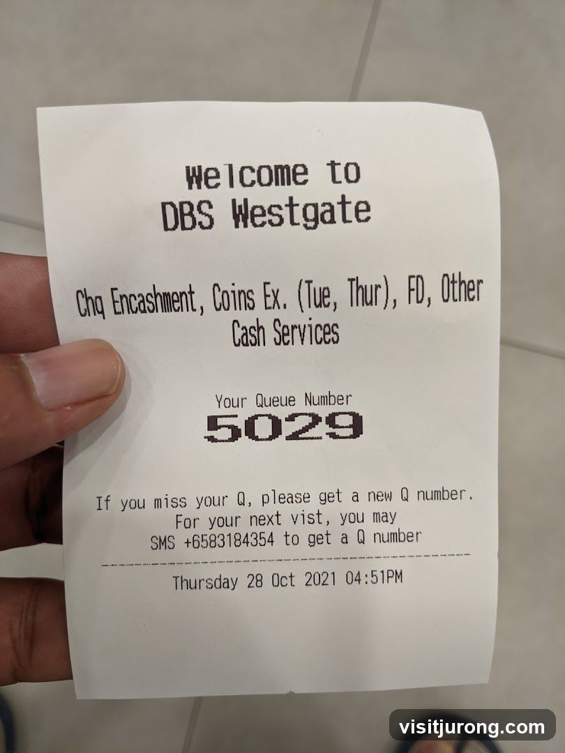 DBS Westgate Queue Ticket