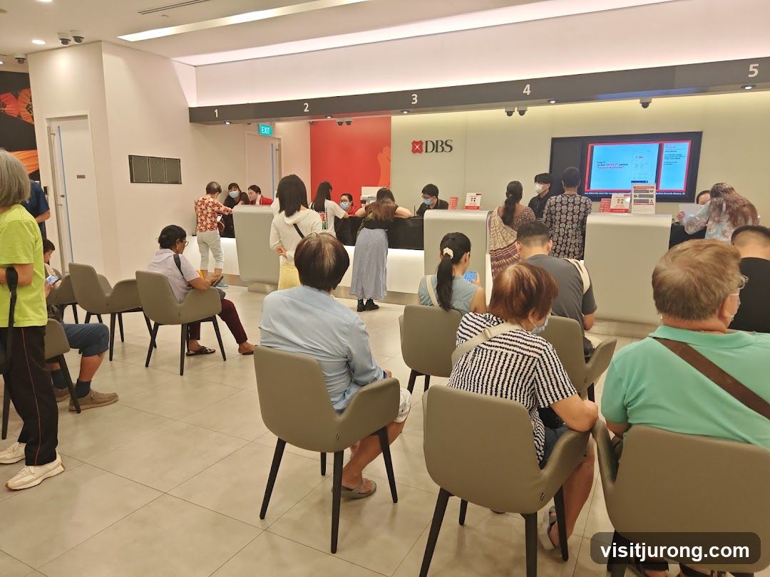 Bank Interior with Waiting Customers