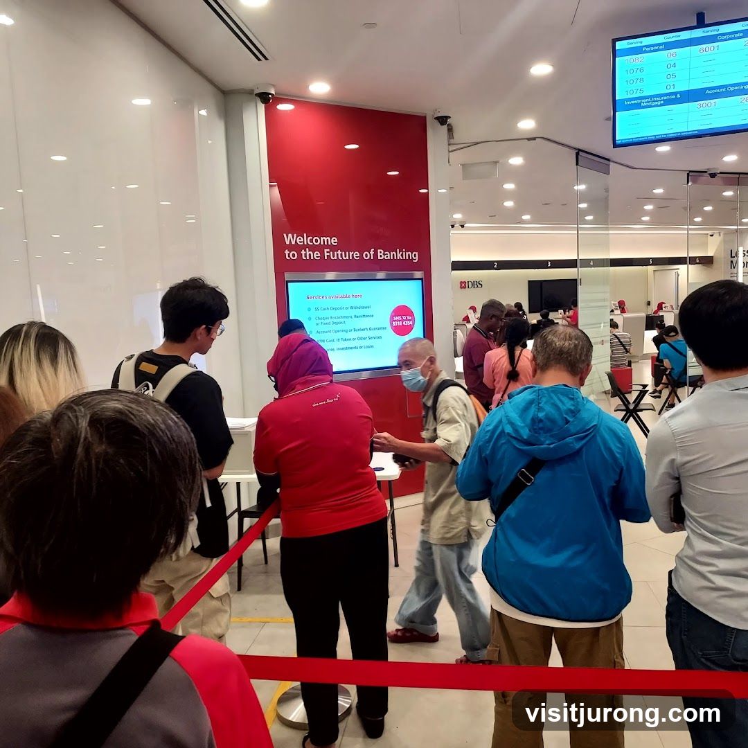 Bank Interior with Customers