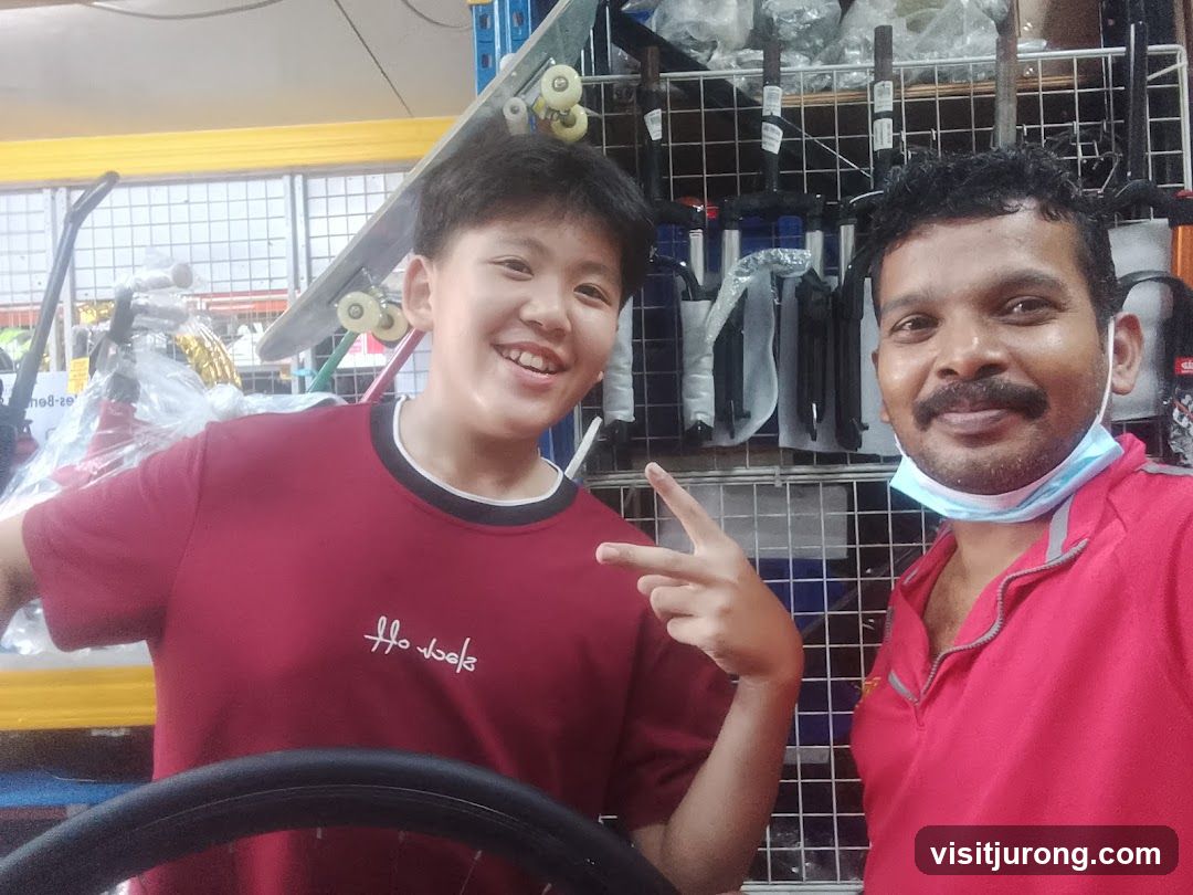 Two people in a shop