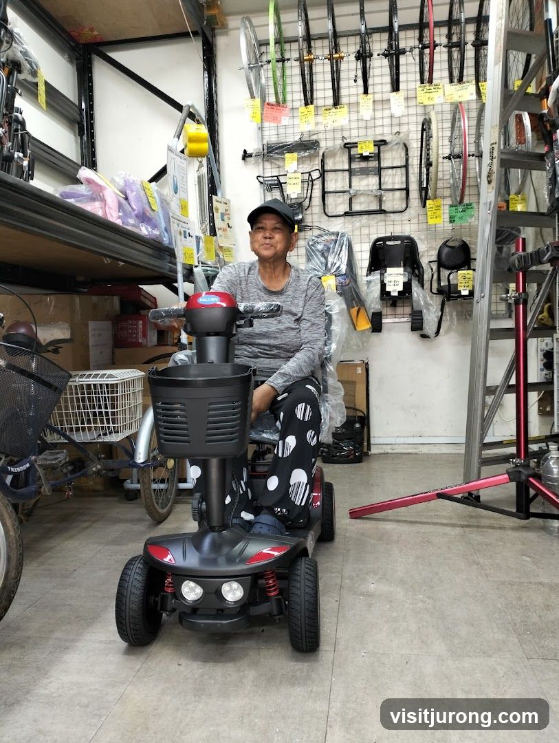 Person on mobility scooter in a store