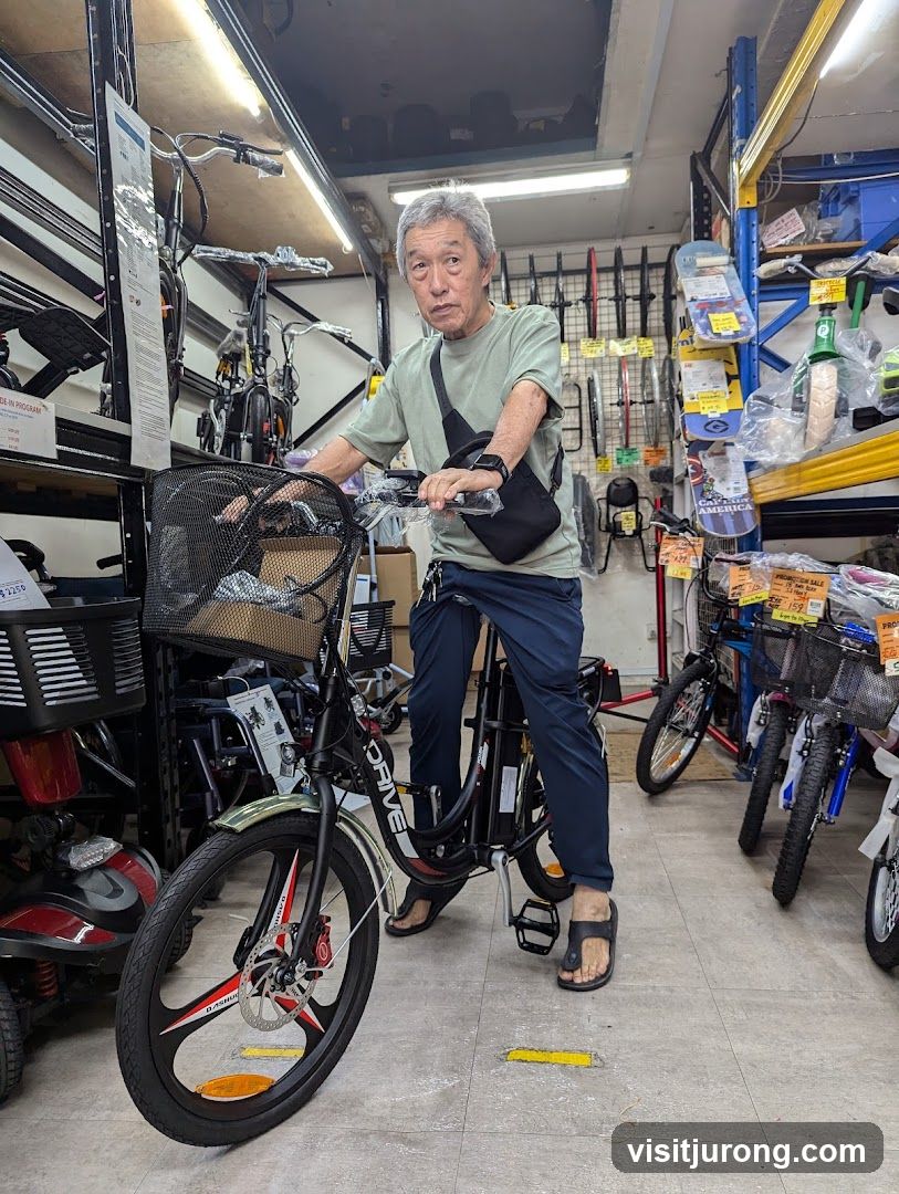 Man on Electric Bicycle in Store