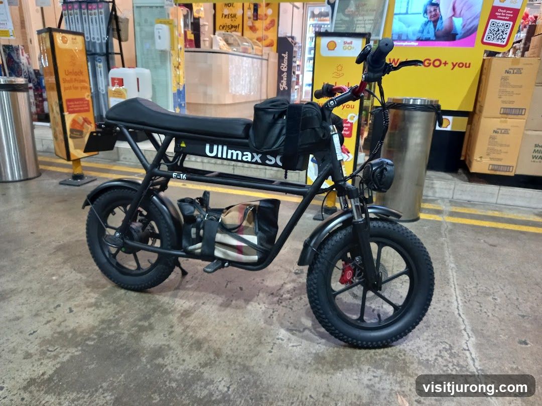 Electric Bicycle at a Gas Station