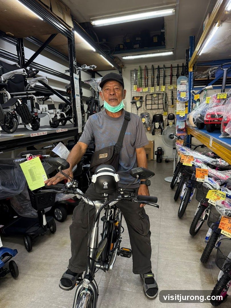 Man on Bicycle in Store