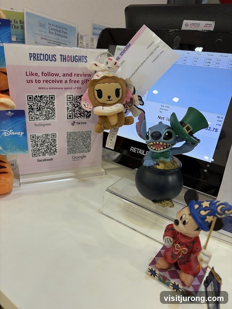 Counter display with promotional materials and figurines